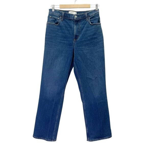 Abercrombie 90s Straight Ultra High Rise Jeans Dark Wash Size 29 | 8 Extra Short - Picture 1 of 9